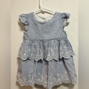 Zara Blue and White Striped Kids Dress